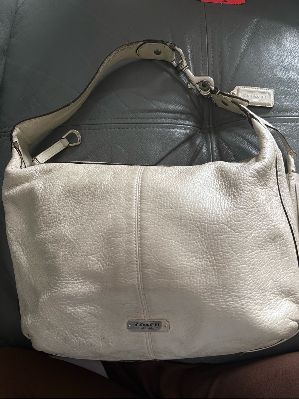 Coach Cream Leather Shoulder Hobo Bag